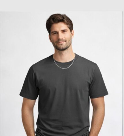 Charcoal Grey Cotton Plain T-Shirt