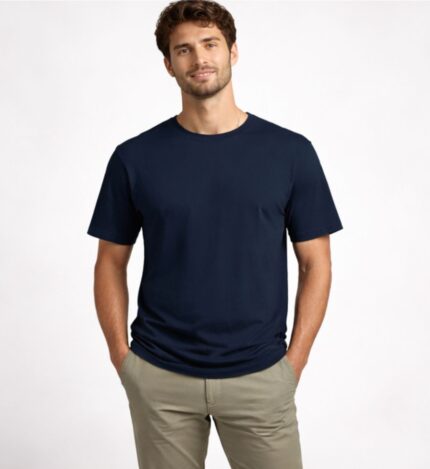 Deep Navy Blue Korean Drop Shoulder T-Shirt