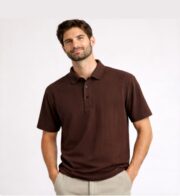 Classic Textured Polo – Deep Brown
