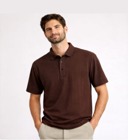 Classic Textured Polo – Deep Brown