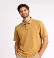 Classic Textured Polo – Mustard Beige