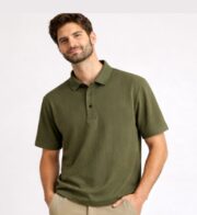 Classic Textured Polo – Olive Green