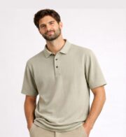 Classic Textured Polo – Soft Beige