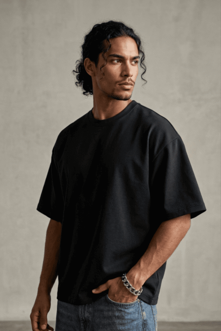 BLACK COTTON OVERSIZE T-SHIRT