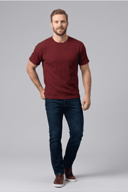 MAROON KOREAN OVERSIZE T-SHIRT