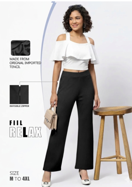 BLACK BOOT CUT PANTS FOR SHE