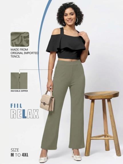 GREEN BOOT CUT PANTS FOR HER